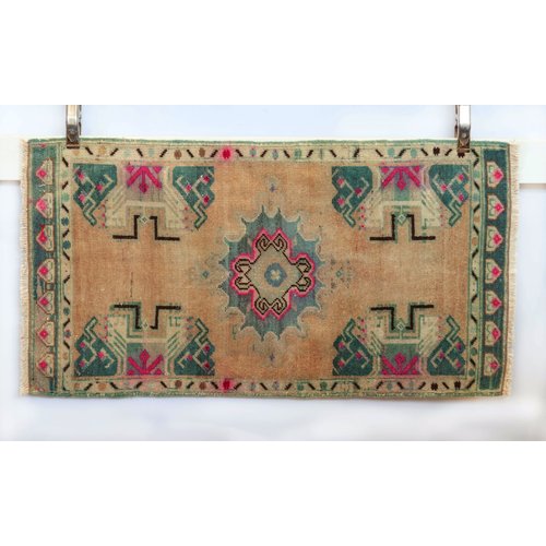 Handmade Vintage Turkish Kilim - Turquoise + Pink Handmade Vintage Turkish Kilim - Turquoise + Pink