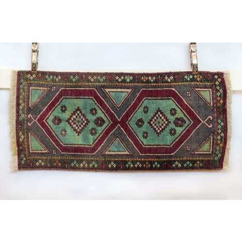Handmade Vintage Turkish Kilim - Maroon + Purple Handmade Vintage Turkish Kilim - Maroon + Purple