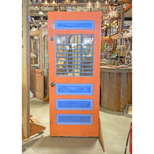 Orange & Blue 4 Panel Half Light Door with Hardware Orange & Blue 4 Panel Half Light Door with Hardware