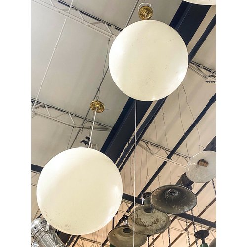 Brass Pendant Light with White Acrylic Globe Brass Pendant Light with White Acrylic Globe