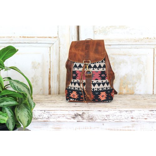 Marshe Coral Marshé Leather + Fabric Backpack Marshe Coral Marshé Leather + Fabric Backpack