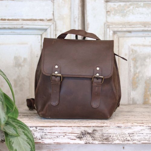 Marshe Marshé Brown Leather Backpack Marshe Marshé Brown Leather Backpack