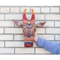 Vintage Wood Cow Head small