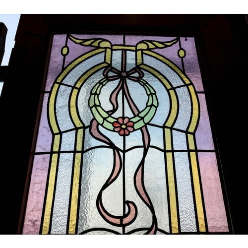 Pair of 1 Panel Stained Glass Double Doors