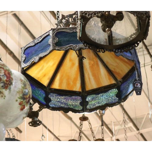 Art Nouveau Stained Glass Hanging Light