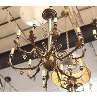 Brass Large Art Nouveau Chandelier