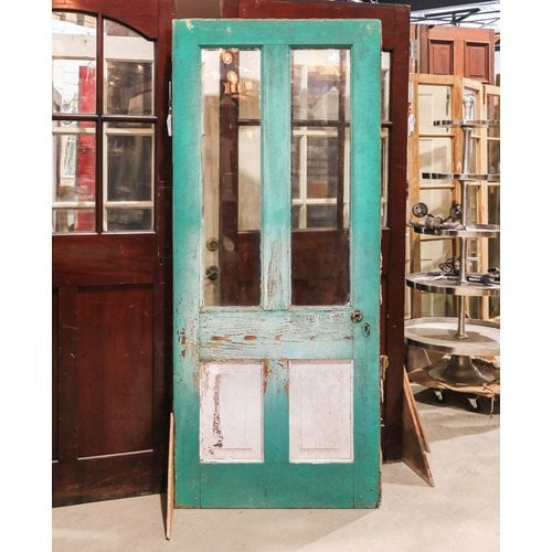 Green Pantry Door 2 Light 2 Panel