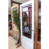 1 Panel Wooden Door with Light Purple Stained Glass