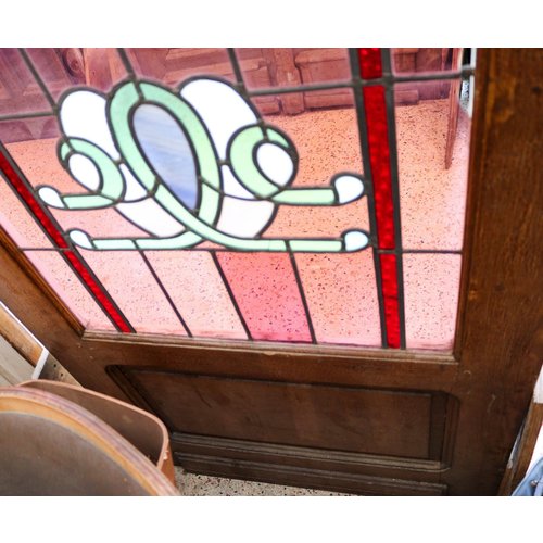 1 Panel Wooden Door with Light Purple Stained Glass