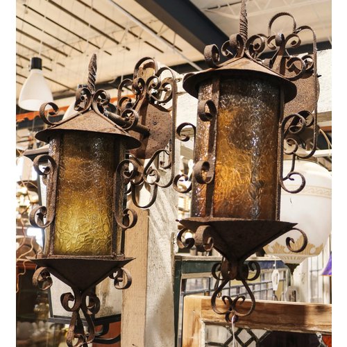 Spanish Revival Sconce- Yellow Glass Spanish Revival Sconce- Yellow Glass