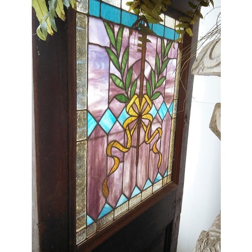 2 Panel Half Light Old English Door with Stained Glass