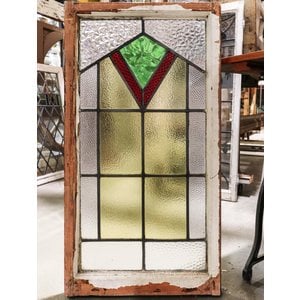 English Stained Glass- Green, Red, And Yellow Banner English Stained Glass- Green, Red, And Yellow Banner