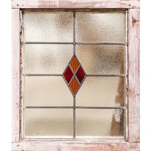English Stained Glass- Red And Yellow Diamonds