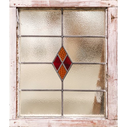 English Stained Glass- Red And Yellow Diamonds English Stained Glass- Red And Yellow Diamonds