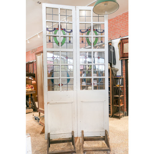 English Stain Glass Double Door