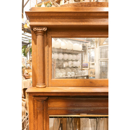 1938 Oak Mantel with Mirror