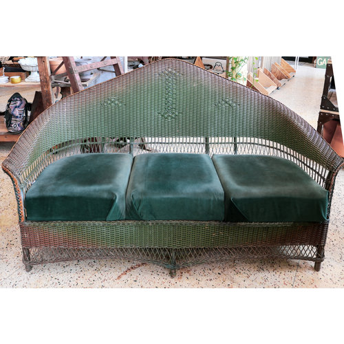 Reupholstered Wicker Sofa by Killers of the Flower Moon Film Reupholstered Wicker Sofa by Killers of the Flower Moon Film