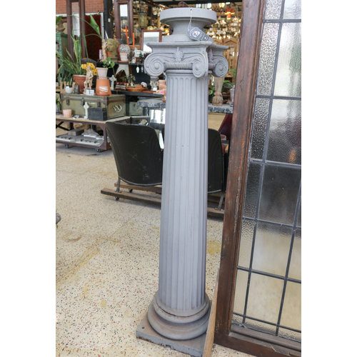 Pair of Gray Fluted Street Lamps