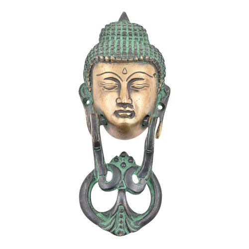 Brass Buddha Face Door Knocker from India