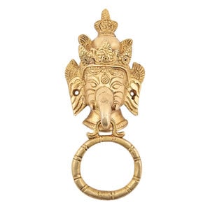 Small Brass Ganesha Door Knocker from India