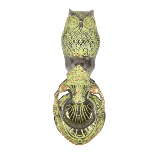 Brass Owl Door Knocker with Patina from India