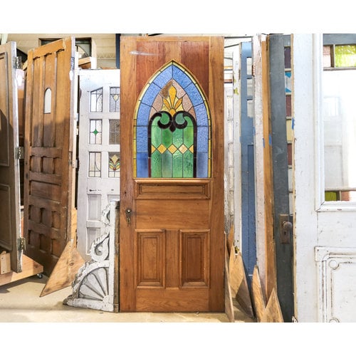 3 Panel Half Arched Stained Glass Door