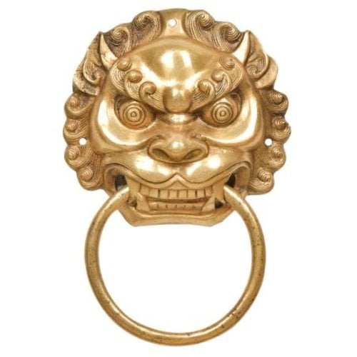 Brass Lion Head Door Knocker from India