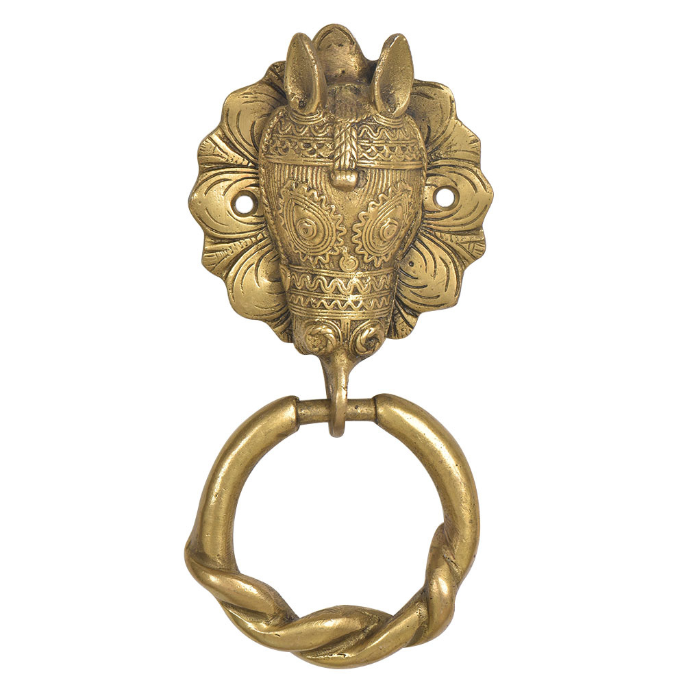 Brass Tribal Horse HeadDoor Knocker from India - Dead People&rsquo;s Stuff