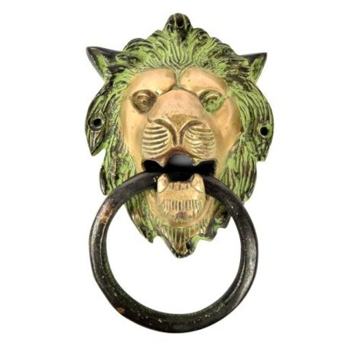 Bronze Lion's Head Door Knocker with Patina from India