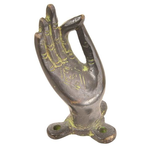 Brass Mudra Hand with Patina from India
