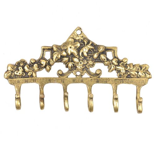 Brass Victorian Floral Arrangement Wall Hook from India