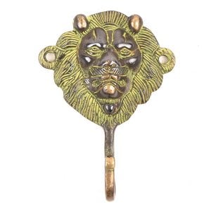 Brass Lion Head with Patina from India