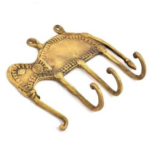 Brass Three Hook Elephant from India