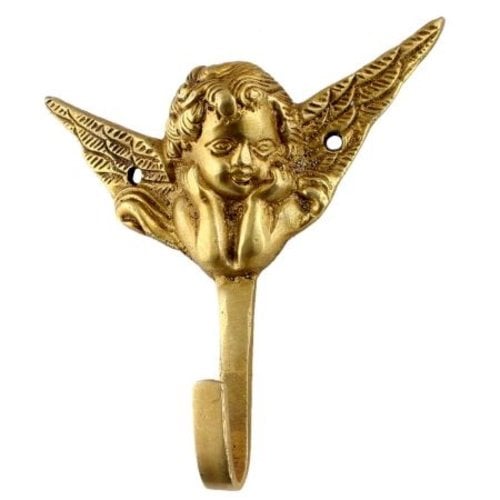 Brass Cherub Wall Hook from India