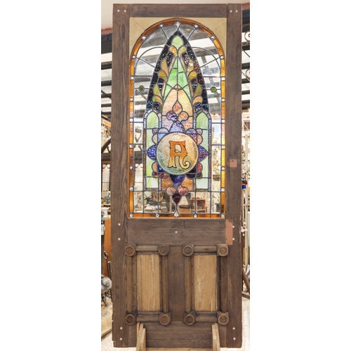 1880's Alpha Stained Glass Door