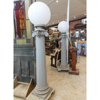 Pair of Gray Fluted Street Lamps