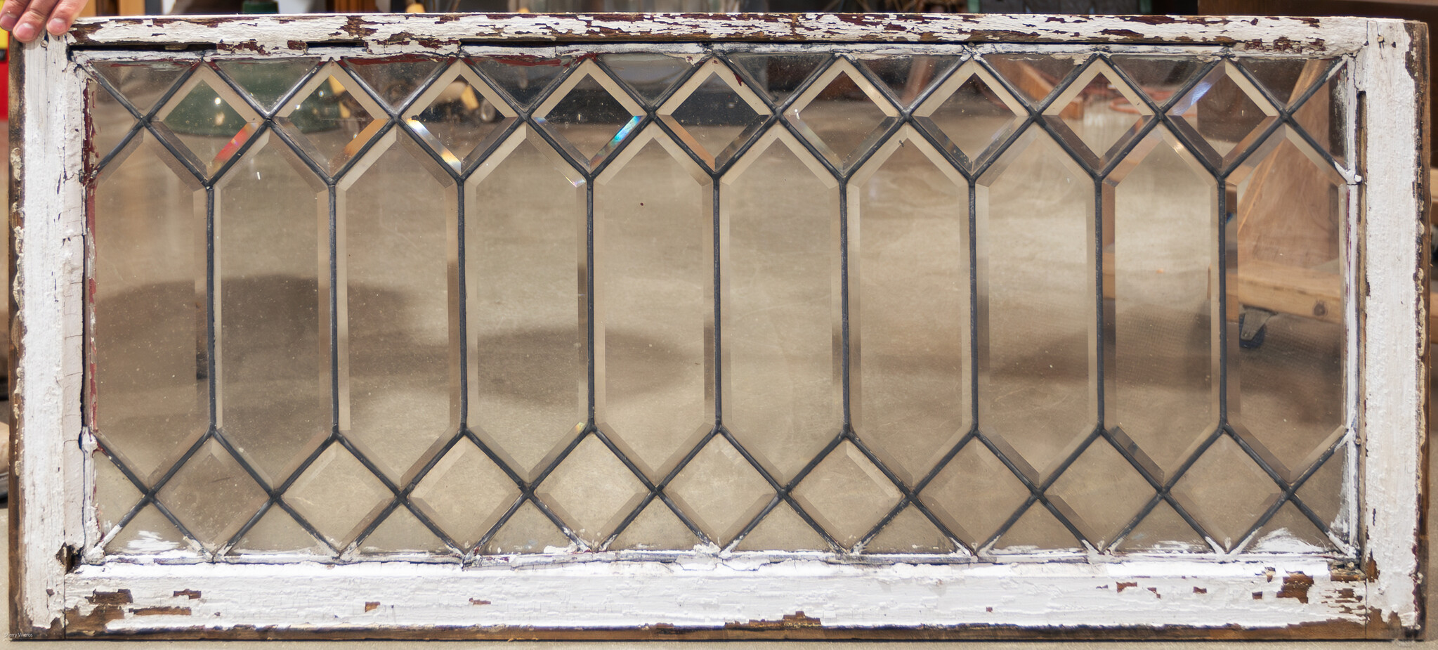 Elongated Diamond Beveled Glass Window Dead People's Stuff