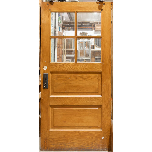 Oak 2 Panel 4 light Door w/ Sliding Hardware