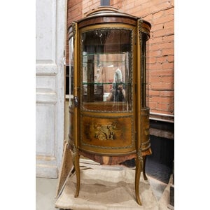 Hand-Painted French Glass Cabinet Hand-Painted French Glass Cabinet