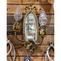 Brass Victorian Sconce Light with Mirror