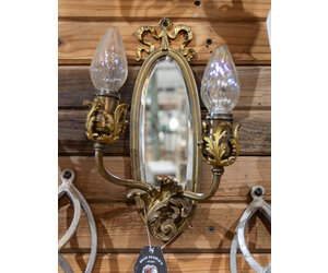 Brass Victorian Sconce Light with Mirror - Dead People's Stuff