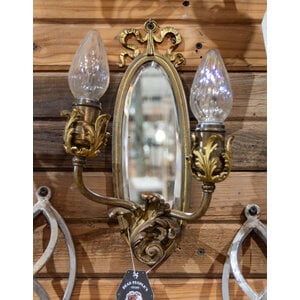 Brass Victorian Sconce Light with Mirror