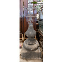 1800's Cast Iron Cross with English Lime Stone