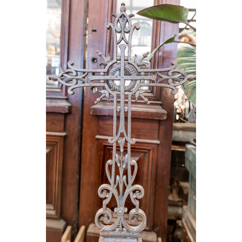 1800's Cast Iron Cross with English Lime Stone