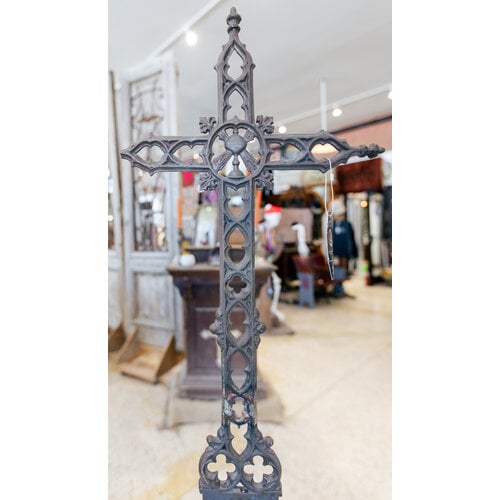1800's Cast Iron Cross with English Lime Stone