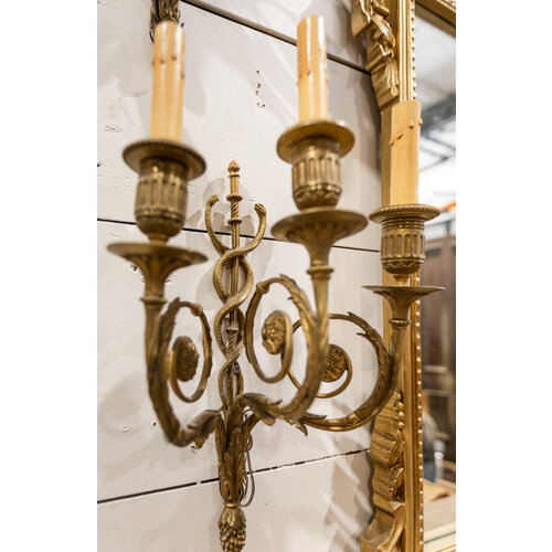 Pair of Victorian Brass Candelabra Sconce Lights