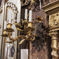 Brass 5 Bulb Floral Candelabra Sconce Light