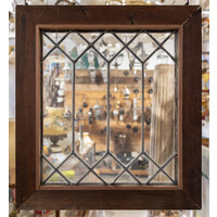 Leaded Glass in Brown Wooden Frame