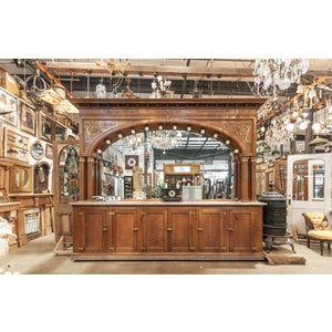 1906 Mirrored Lit Back Bar with Marble Top