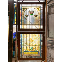 Amber Stain Glass with Lily Pad Design Pair